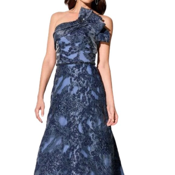 NWT Ivonne D ID304 Novelty Brocade Mother of the Bride Dress Navy Size 10 - Picture 1 of 8